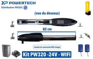 Kit Powertech PW320-24V-WIFI avec butées intégrées - motorisation de portail 2 vantaux, 1.75 m et 200 kg maxi par vantail